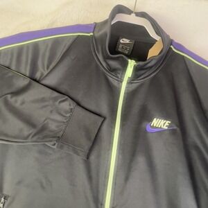 Nike Track Jacket Mens 2XL Black Purple Neon Trim Full Zip Athletic Training